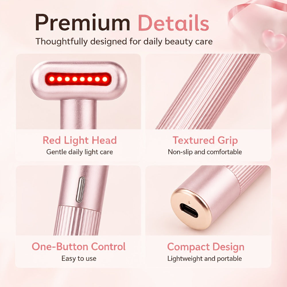 Red Light Therapy Facial Massager - Vibration & Negative Ion Skin Tightening Device for Acne Reduction, Wrinkle Removal & Eye Bag Treatment, Anti-Aging Face Care Beauty Tool for Women & Men