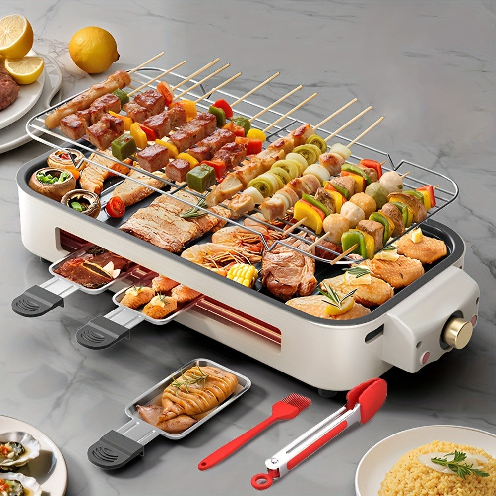 Electric Grill 2-in-1 Indoor BBQ & Frying Pan ¨C 1500W Temperature Control, Non-Stick Detachable Cooking Board, Portable Electric Grill for Meat, Dishwasher Safe, Christmas Gift Idea with Gift Bag