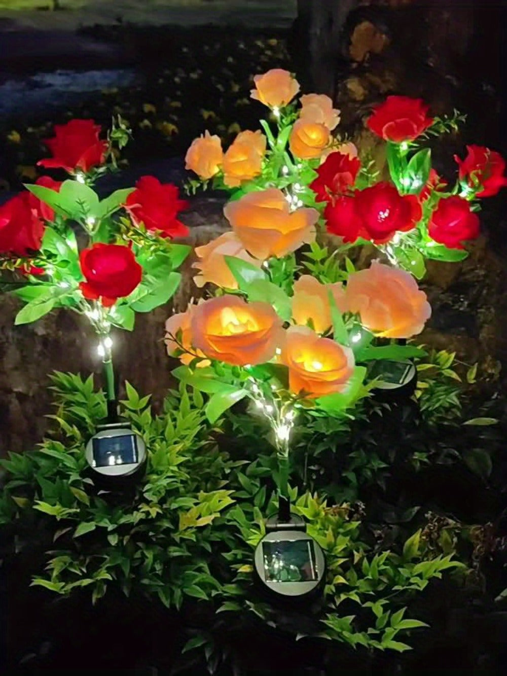 Solar Garden Lights Outdoor 2 Pack ¨C 14 Realistic Rose Stake Lights, Solar Powered Yard & Patio Decor