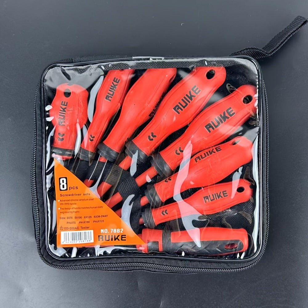 Magnetic Screwdriver Set 8pcs, 4 Slotted & 4 Phillips Non-Slip Handle Precision Screwdrivers, Manual Hand Tool Kit for Electronics, Furniture, Appliances, Car Repair & DIY Projects