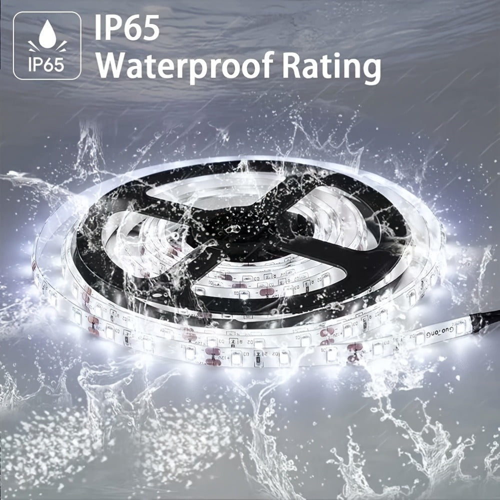 LED Strip Light 600 LEDs 2835 SMD Ultra Bright 5M 16.4ft, IP65 Waterproof Dimmable 12V Flexible Rope Light, Cuttable, for Under Cabinet, Bedroom, Kitchen, TV Backlight, Mirror, Bathroom, Stairway Lighting