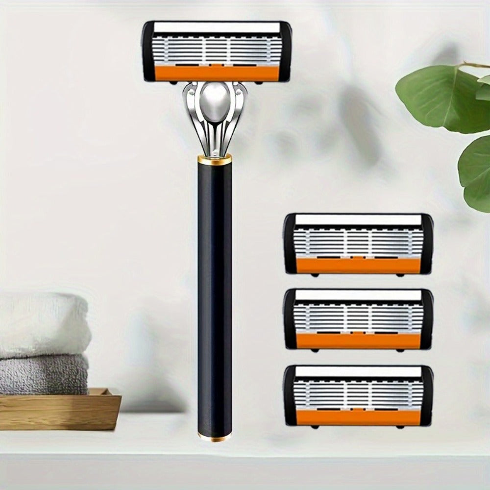 Safety Razor Set with Replacement Blades ¨C Anti-Slip Metal Handle, Contour Fitting, Fully Washable Shaving Kit for Men | 24 or 36 Blades