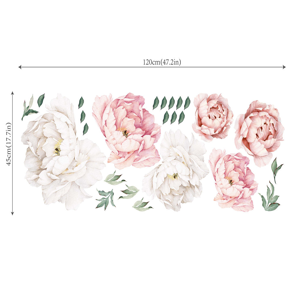 Peony Flower Window Glass Sticker ¨C Anti-Collision Waterproof Decorative Glass Film, European Floral Wall & Window Decal for Home Decor, 17.7 x 47.2 Inches (2 Styles)