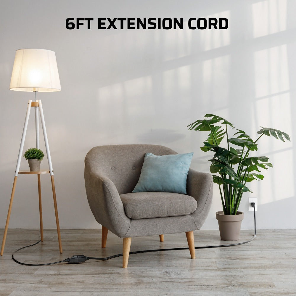 Extension Cord 3-Pack 6ft Heavy Duty 16/3 SJTW Indoor Outdoor Cable 13A 125V 1625W Rated Moisture Resistant Flexible Black for Home Office Garden