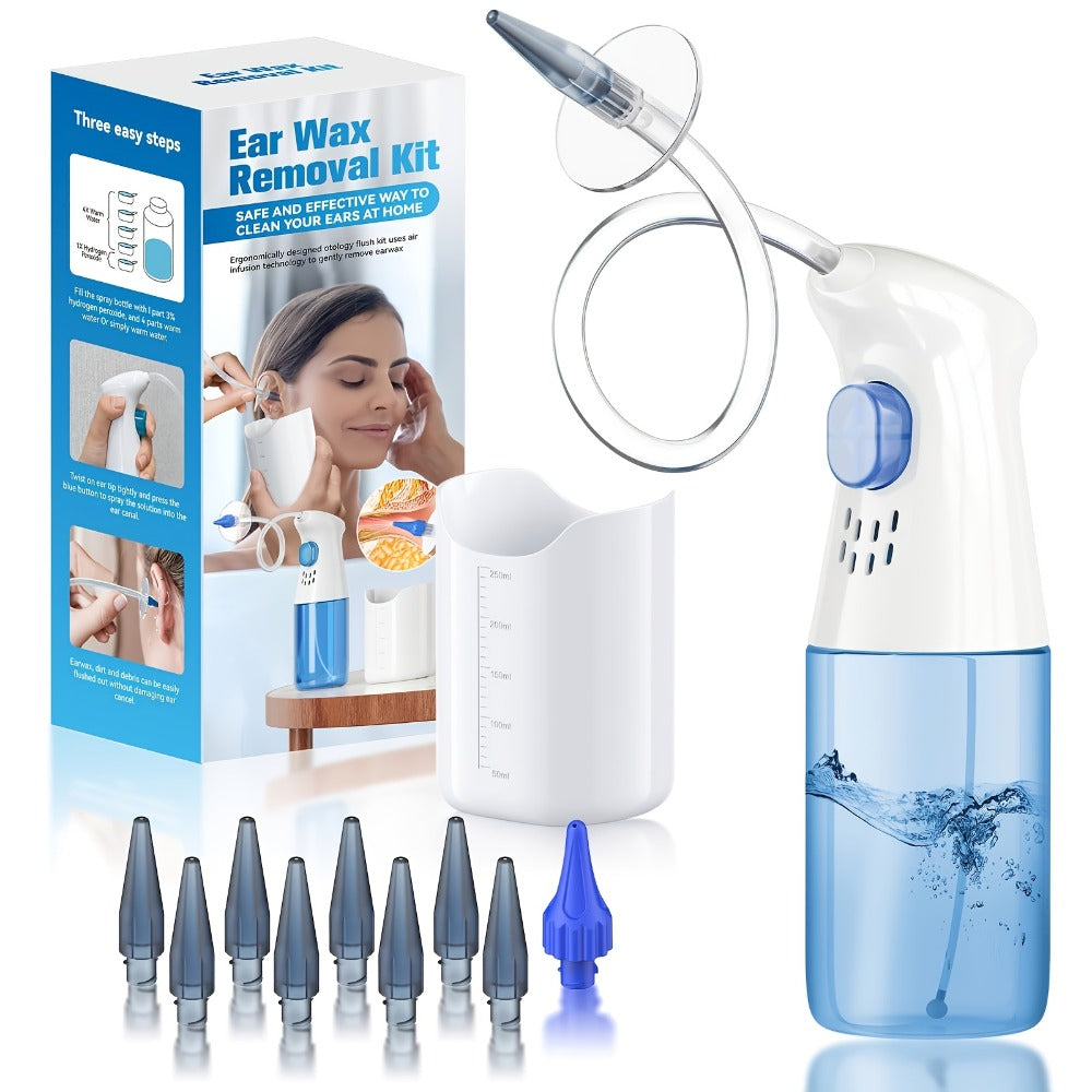 Ear Wax Removal Kit Manual Travel-Friendly Compact Ear Cleaning Set ¨C Safe Irrigation System for Adults and Kids, Portable Ear Cleaner Tool for Home and On-the-Go Ear Care