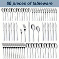 Stainless Steel Silverware Set 60 or 90 Piece with Gift Box ¨C Service for 12 or 18, Includes Steak Knives, Salad Forks & Dessert Spoons, Dishwasher Safe Cutlery for Home, Wedding & Outdoor