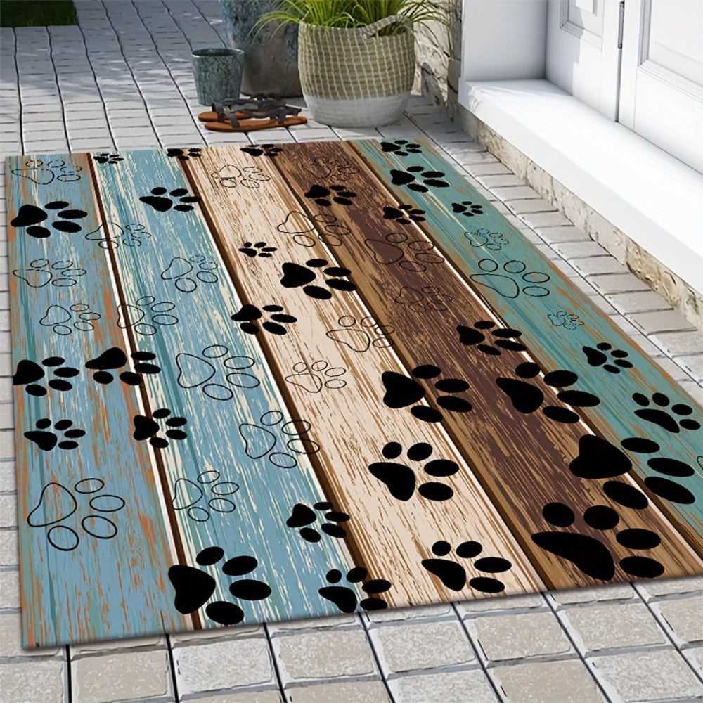 Cat Paw Print Door Mat Non-Slip Washable ¨C Indoor Outdoor Welcome Mat Quick-Dry Anti-Slip Rug for Living Room, Bedroom, Bathroom, Kitchen, Entryway ¨C Multiple Sizes
