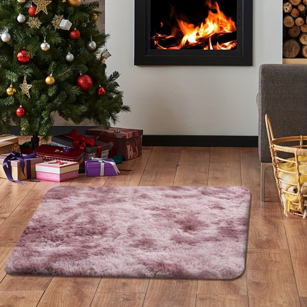 Tie-Dye Plush Area Rug Soft Non-Slip - Absorbent Machine Washable Fluffy Mat for Living Room Bedroom Bathroom, Modern Luxury Home Accent Rug, Dark Gray Black Light Gray Pink, 2 Sizes