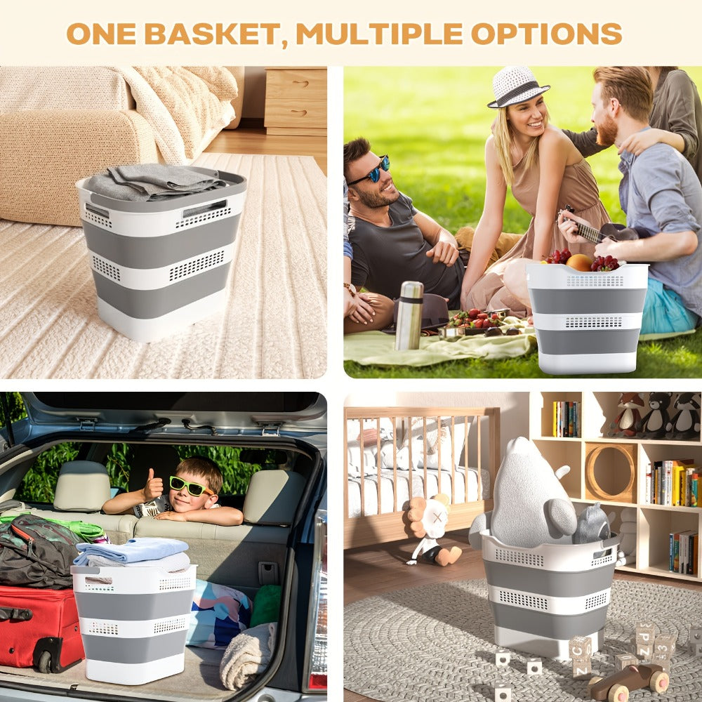 Collapsible Laundry Basket 43L Foldable Pop-Up Hamper with Handles ¨C 11.5 Gallon Plastic Laundry Basket Space-Saving Portable Storage Container Organizer for Bedroom, Bathroom & Dorm, 1pc or 2 Pack