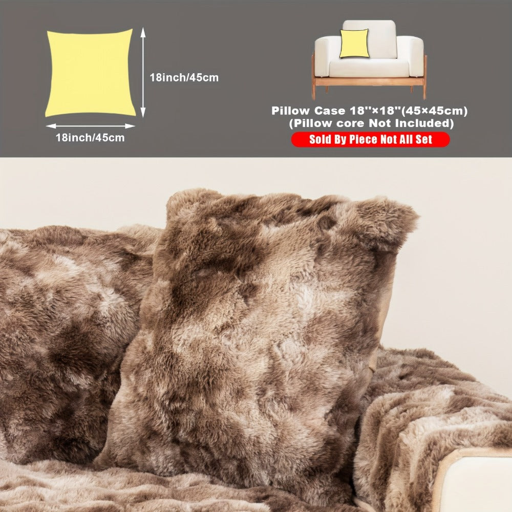 Plush Sofa Cover Faux Lamb Thick Fluffy Couch Slipcover Pet Friendly Machine Washable Gradient Color Polyester Furniture Protector for Armchair Single Double Triple Sofa Living Room Home Decor
