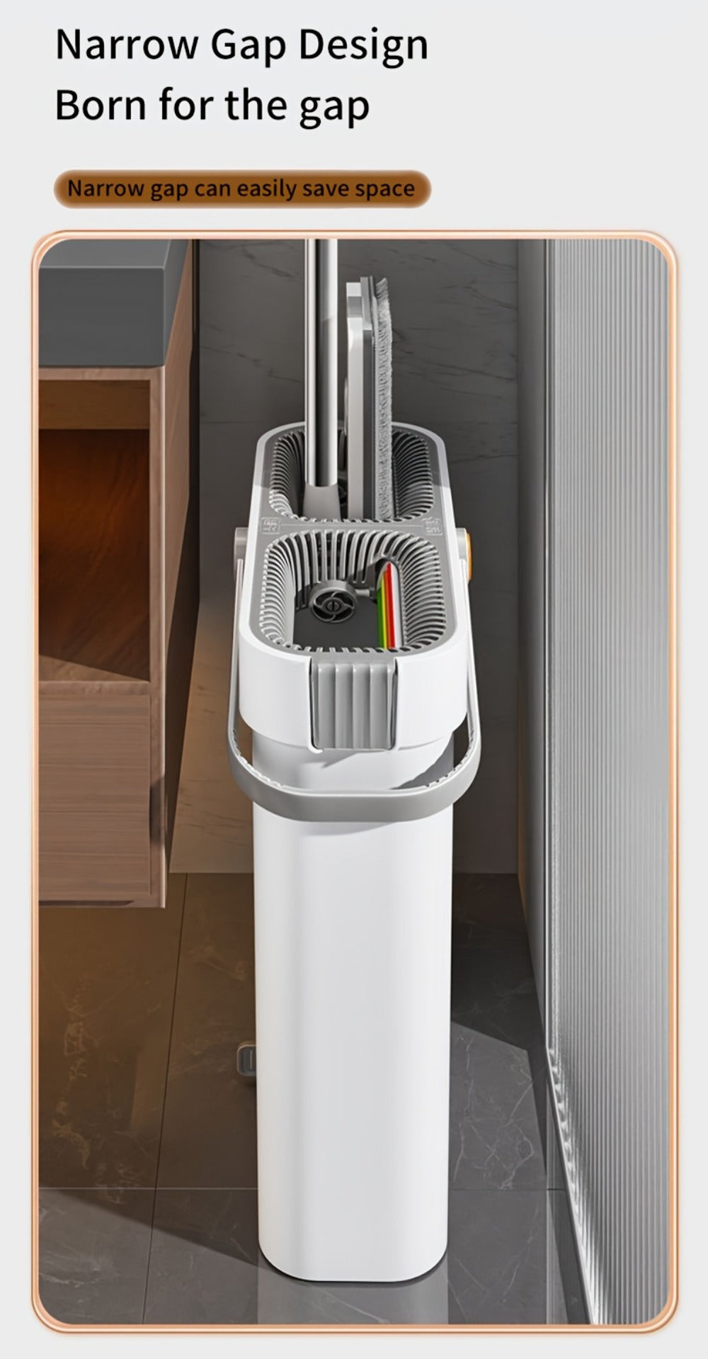 Flat Mop and Bucket Set with Metal Rod 360 Degree Swivel Head Reusable Microfiber Pads Hands-Free Wringing Wet Dry Floor Cleaning System for Hardwood Tile Bathroom Bedroom Living Room