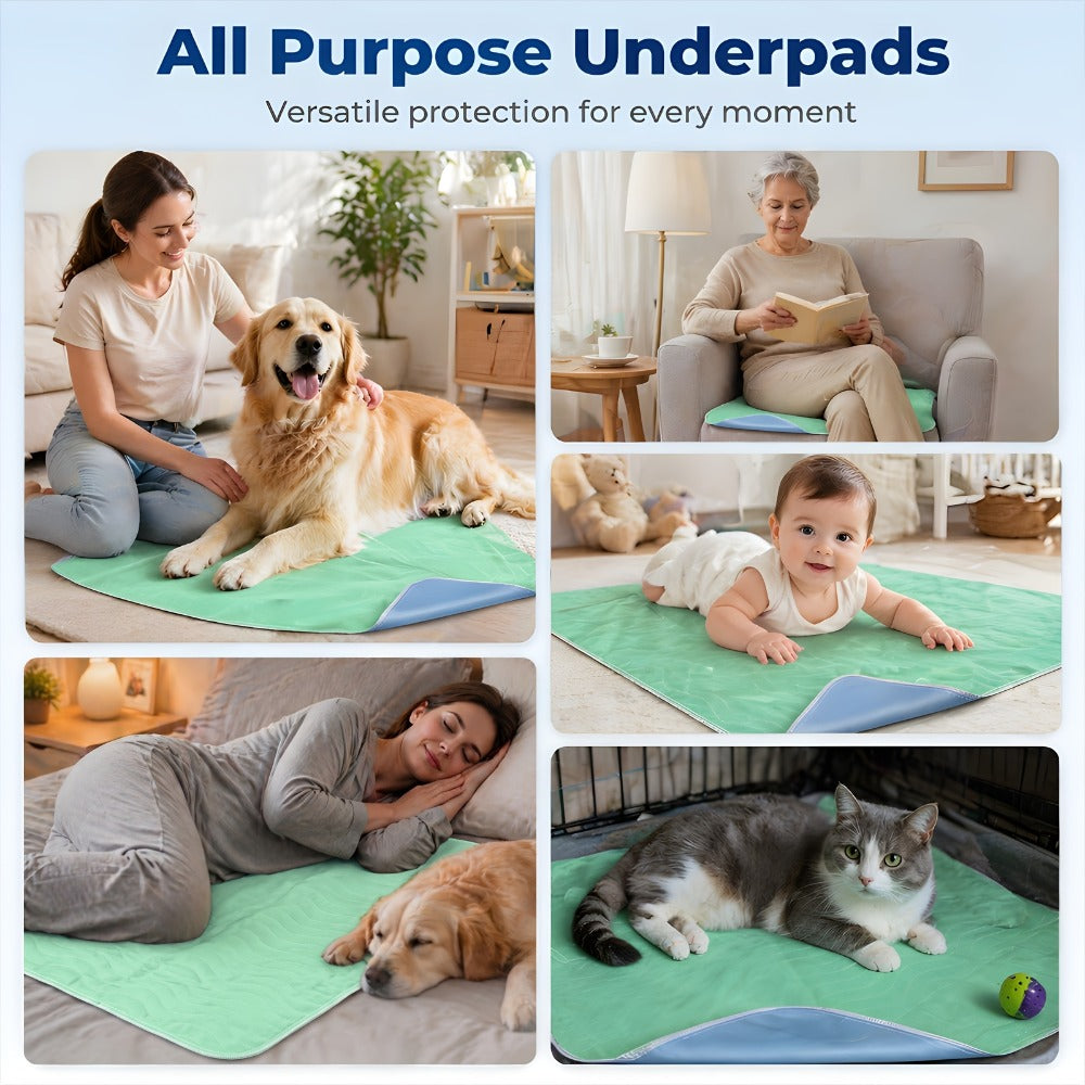 Washable Reusable Underpads 36x36 Inch Extra Heavy Absorbency Waterproof Bed Pads for Adults Kids and Elderly Quick Drying Leak-Proof Mattress Protector Pee Pads for Dogs and Puppies Couch Sofa Floor Protection