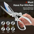 Kitchen Scissors Heavy Duty Stainless Steel | 3CR Multipurpose Cooking Shears for Chicken Bone Meat Vegetables Fruits Herbs with Seat Belt Lock Labor-Saving Handle