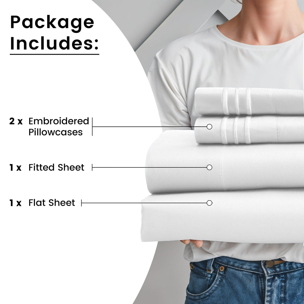 Fitted Sheet Set 6-Piece Brushed Polyester Deep Pocket Bed Sheets 20 Colors Hotel Luxury Soft Bedding with Embroidered Pillowcases