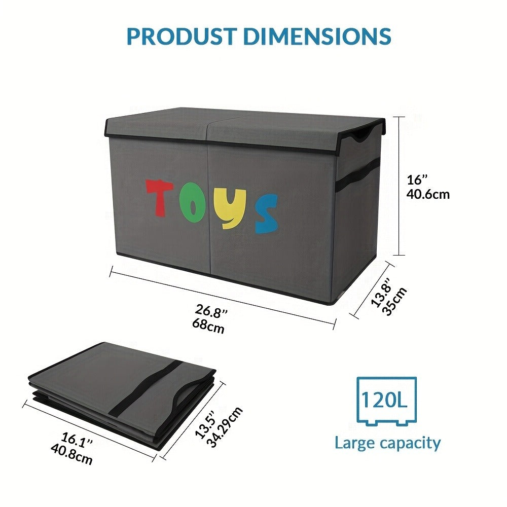 Extra Large Collapsible Kids Storage Chest with Lid ¨C 31.7 Gal Toy Box Organizer Bins for Boys Girls Bedroom Nursery Living Room