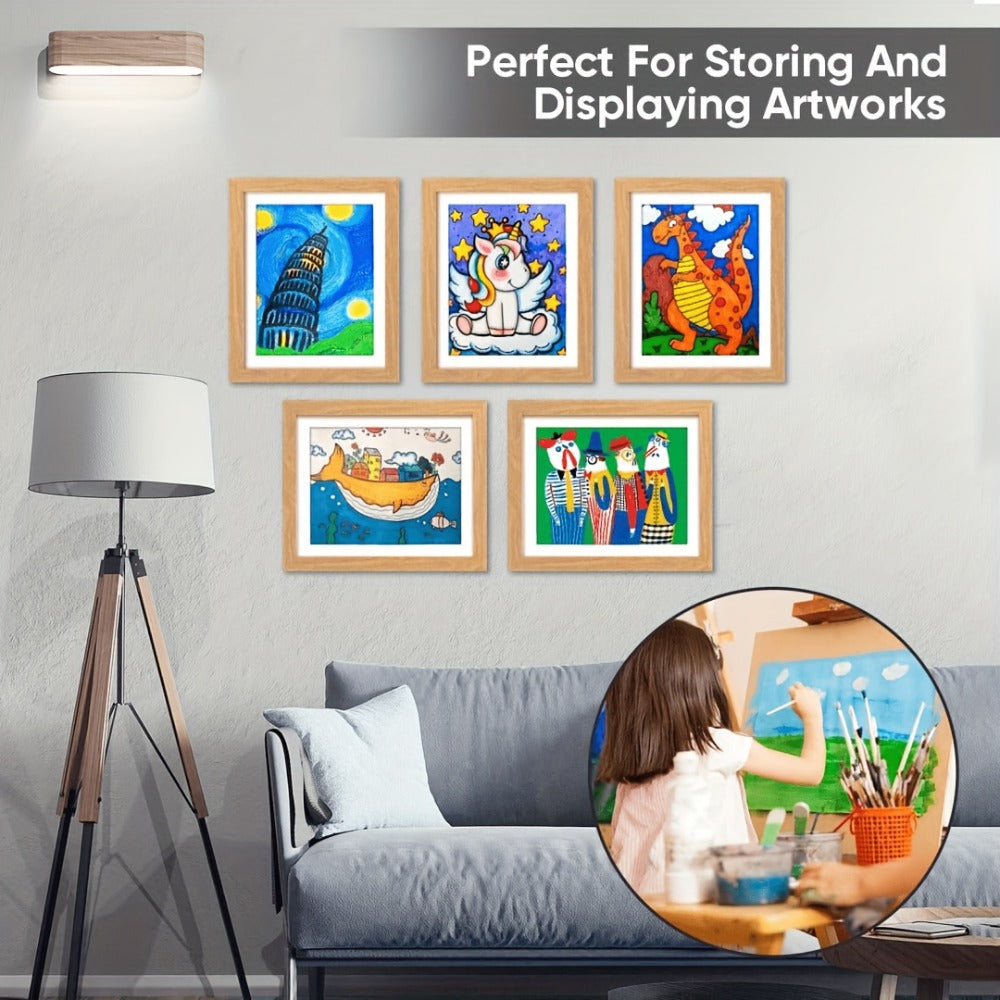 Kids Artwork Frame Front Opening Changeable 8.5x11 Children Art Display Picture Frame Holds 100+ Pieces for Drawing Crafts Photos 2 Pack 4 Pack Wood White