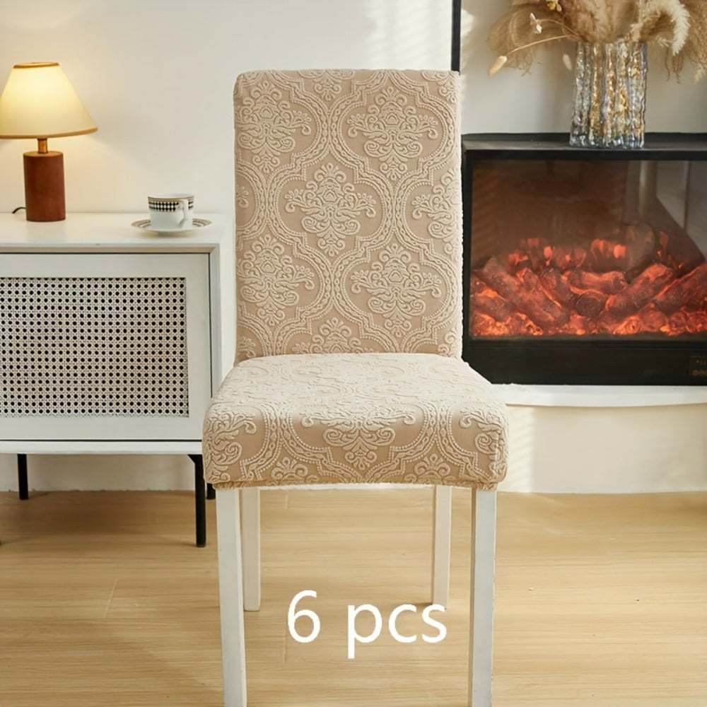 Dining Chair Covers Stretch Velvet Washable Removable Slipcovers Set of 4 or 6 for Kitchen Home Hotel Banquet ¡ª Elastic Band Silver Fox Velvet 200GSM