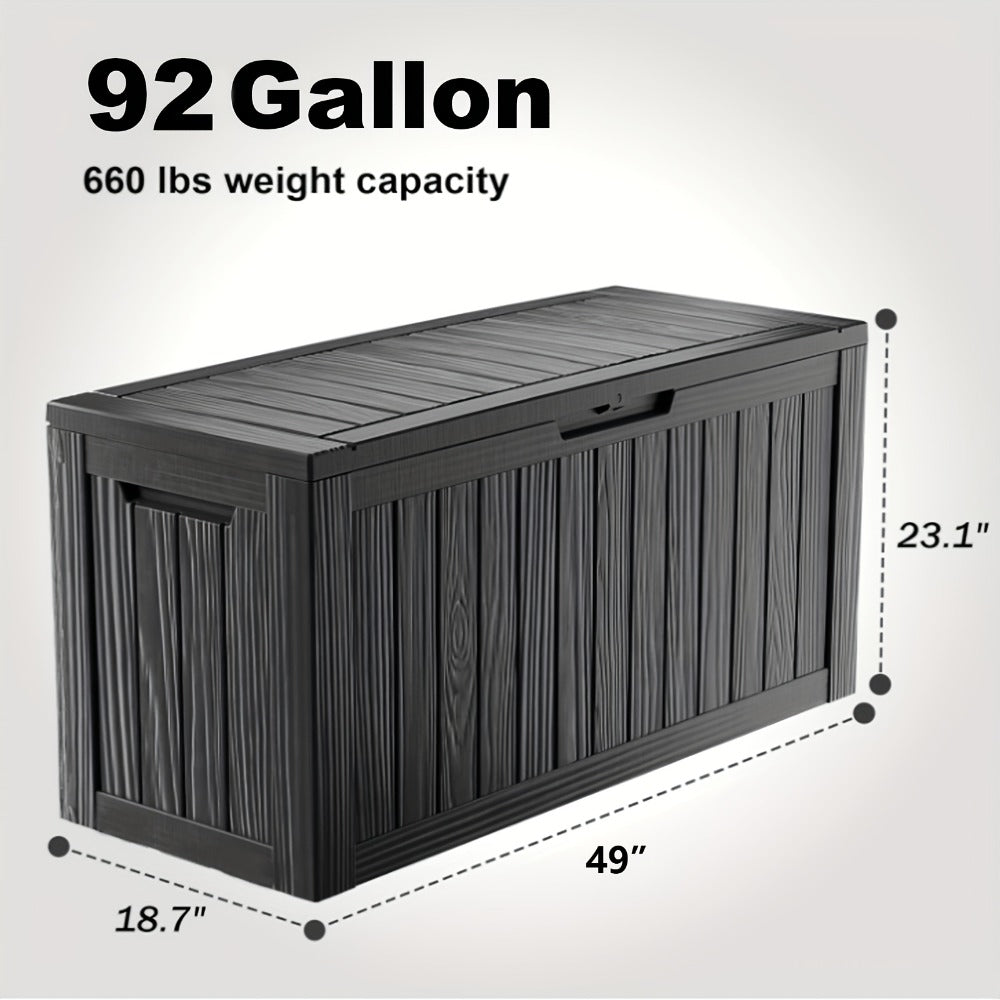 Large Resin Deck Box Lockable Outdoor Storage 80/100 Gallon ¨C 345L UV Protected Weatherproof Patio Storage Box | Sit-On Lid Deck Storage Chest for Pool Accessories, Garden Tools & Outdoor Gear