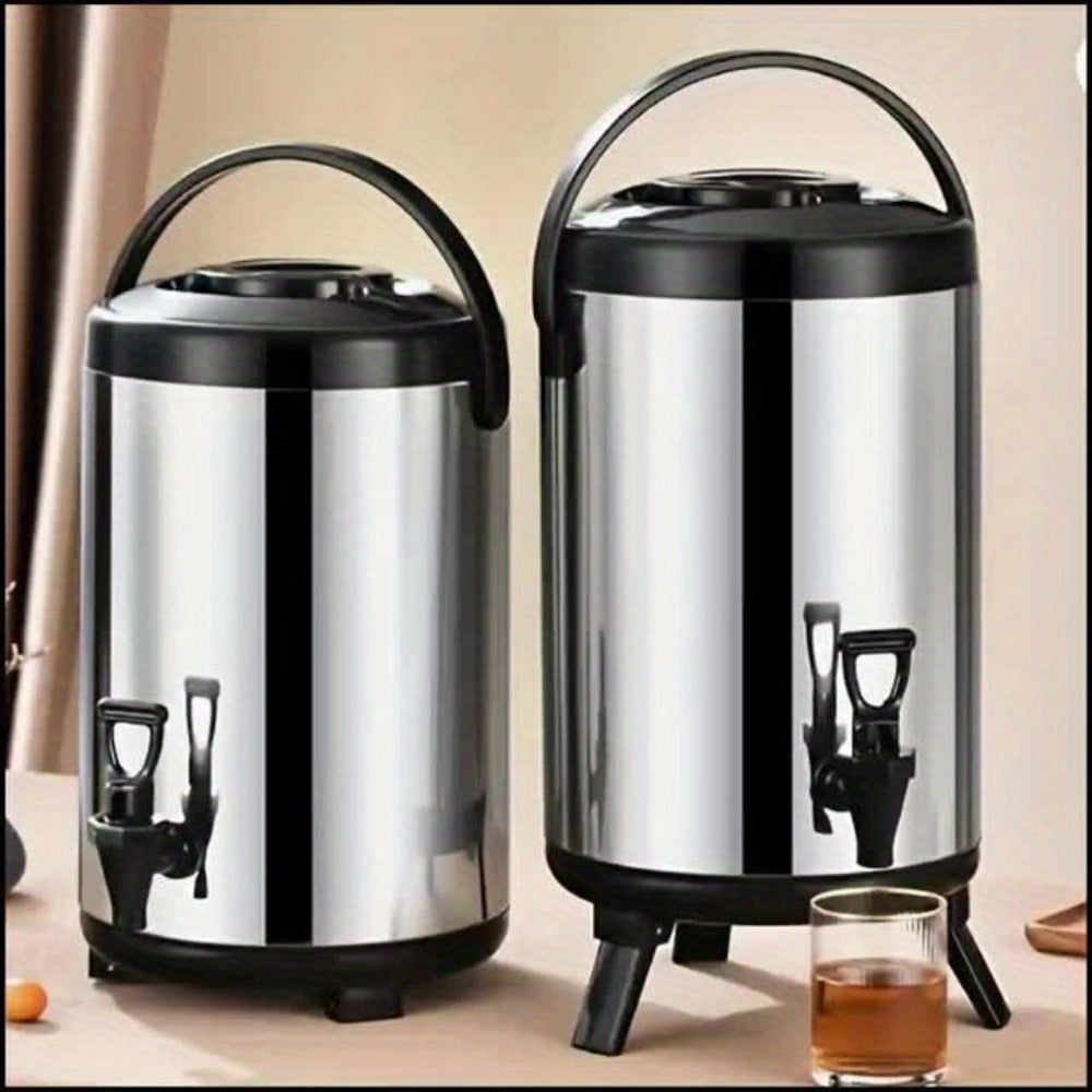 Stainless Steel Beverage Dispenser with Spigot Insulated Drink Bucket for Hot Cold Coffee Tea Juice Water Party Catering Drink Container 6L