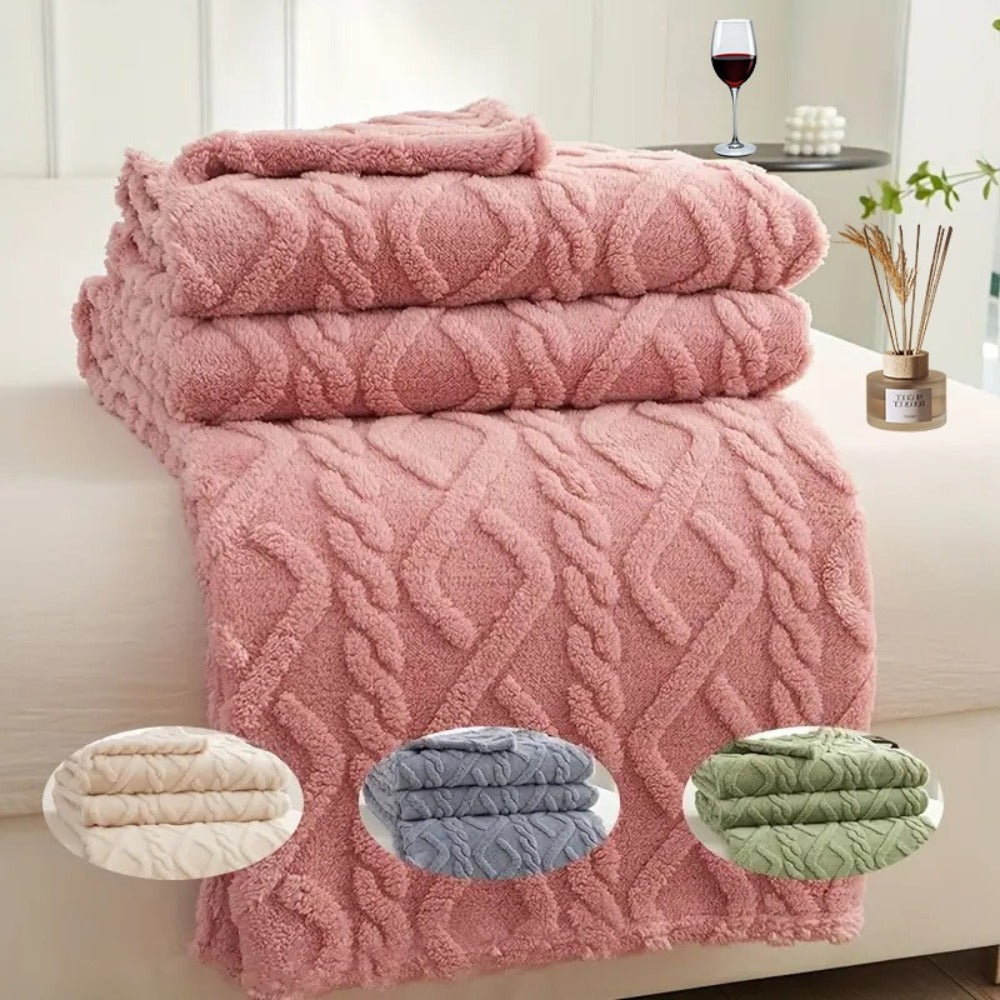 3D Plush Dense Weave Fleece Blanket ¨C Ultra-Soft Warm Throw for Bed, Couch, Travel & Outdoor, Air-Conditioning Friendly, 3 Colors, 2 Sizes