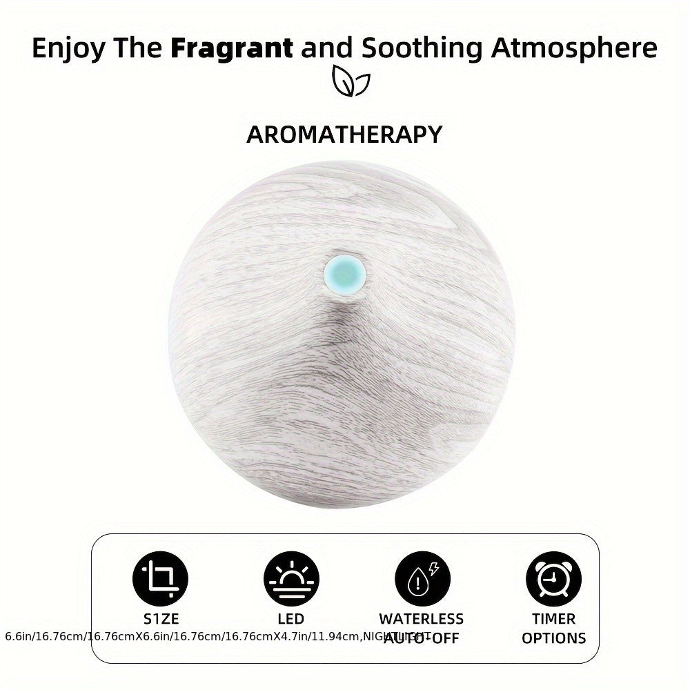 Aroma Diffuser Set 2 Diffusers 6 Essential Oils 550ml Wood Grain Cool Mist Humidifier Soundwave Technology 7-Color Light Timer for Large Room Bedroom Home Office