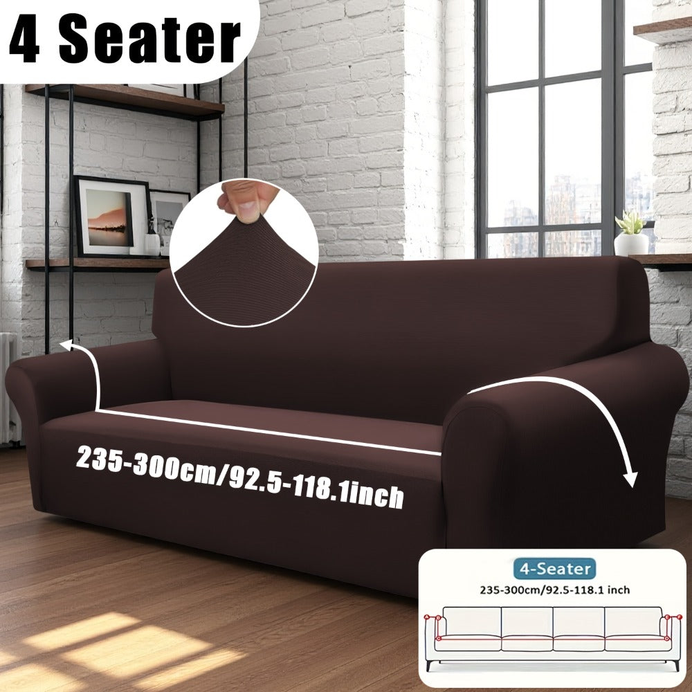 Stretch Sofa Cover Elastic Band | Milk Fiber Fabric Slipcover, Machine Washable Polyester Spandex, 1 to 4 Seater Armchair Couch Cover, Red Gray Blue Black Coffee, Home Decor