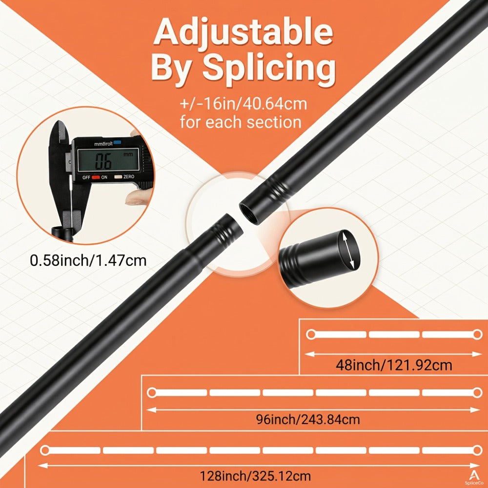 No-Drill Curtain Rod Set with Adhesive Brackets Renter Friendly 5/8 Inch Adjustable Window Drapery Pole for Bedroom Living Room Apartment Dorm Black Gold White 32-128 Inch