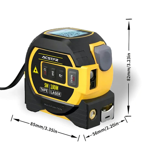 3-in-1 Laser Tape Measure Digital Laser Rangefinder Steel Tape Measure Cross Laser Level High Precision Color Screen Voice Broadcast for Construction Home DIY Measurement