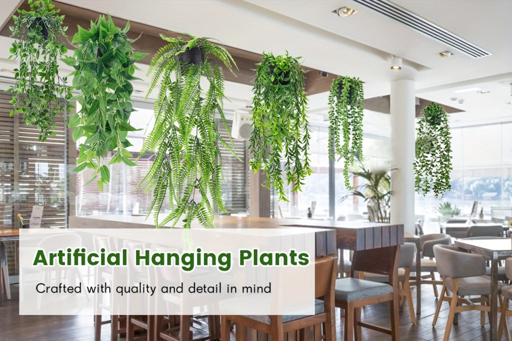 Artificial Hanging Ivy Vines ¨C Fake Eucalyptus & Mandala Green Vine Plants for Indoor Wall Decor ¨C Faux Hanging Plants for Bedroom, Bathroom, Balcony, Bookshelf & Living Room Aesthetic ¨C 6 or 8 Pack