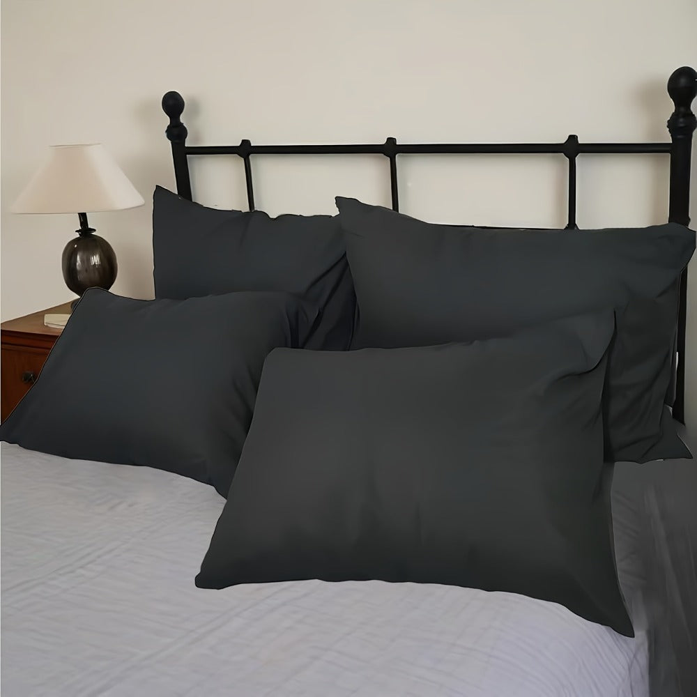 Microfiber Pillowcases Set of 4 ¨C Soft Brushed 90GSM Wrinkle-Resistant Envelope Closure Pillow Covers, Queen & King Size, Multiple Colors, Breathable Polyester Pillow Cases for Bedroom Hotel