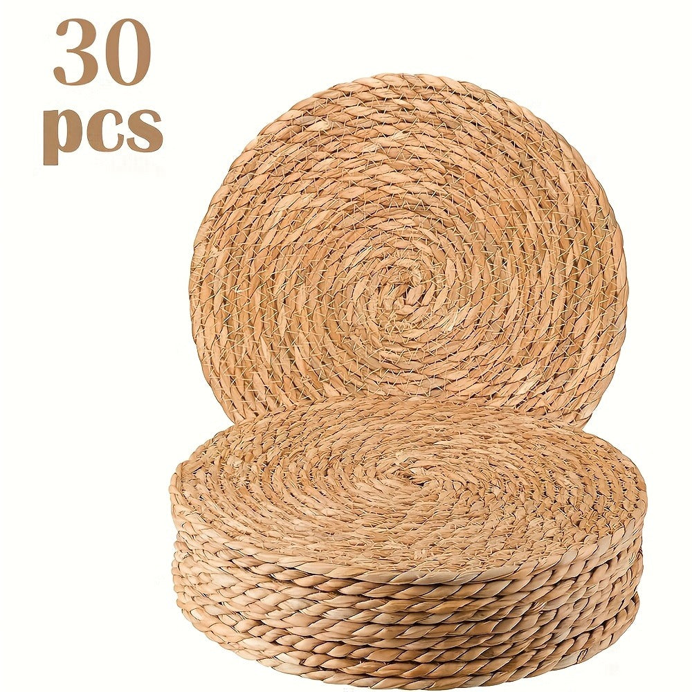 Round Placemats for Dining Table 12 Inch Boho Jute Braided Charger Plates Rattan Wicker Farmhouse Rustic Table Mats Set