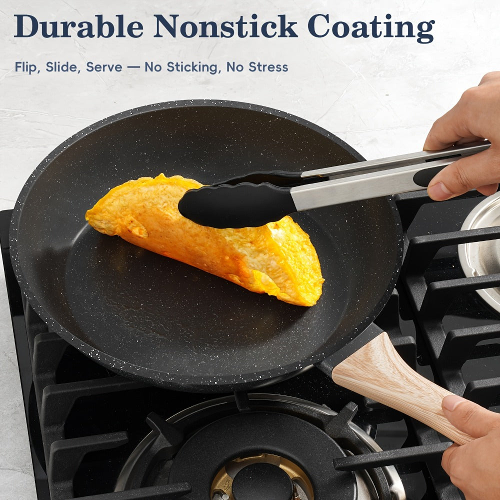 Pots and Pans Set 12-Piece Non-Stick Kitchen Cookware ¨C Complete Cooking Set with Frying Pan | Durable Even-Heating Non-Stick Coating | Available in Black & White | Home Kitchen Essentials