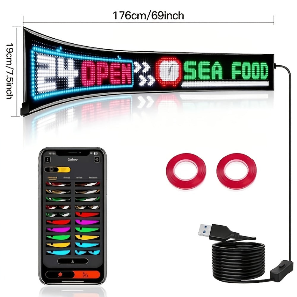 Programmable LED Sign Flexible Matrix Panel ¨C App & USB Control, RGB Multicolor, Music Sync, Text & Animation Display for Indoor Shop, Party & Event Decoration (16¡Á32 to 16¡Á192)