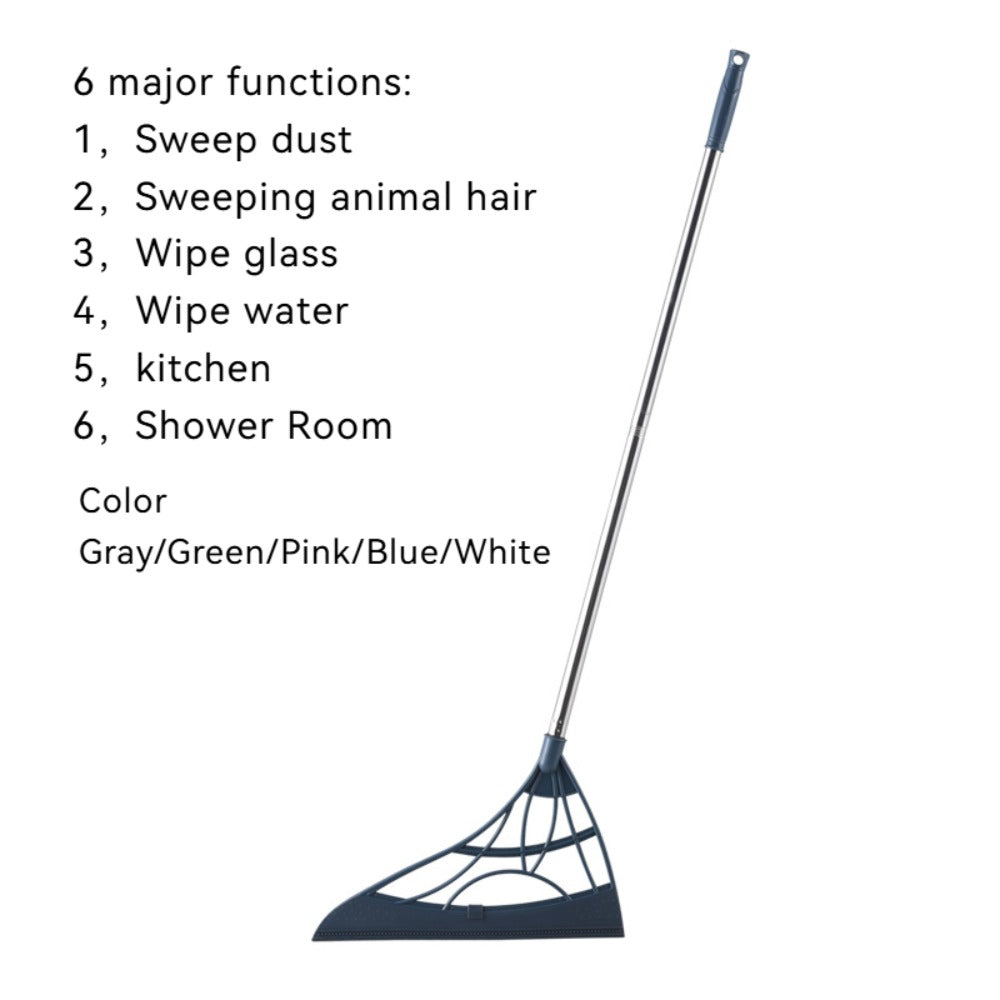Extra Long Broom 45 Inch ¨C Stainless Steel Handle, Unflagged Bristles, Rubber Sweep for Pet Hair & Debris, Indoor Outdoor Hard Floor Sweeper for Home Office Kitchen