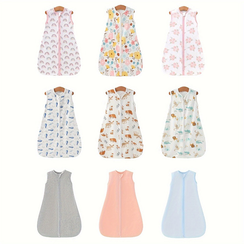 Baby Sleeping Bag 2/3pcs Two-Way Zip Wearable Blanket Anti-Kicking Swaddle 0-24 Months Boys Girls Lightweight Air-Conditioned Room