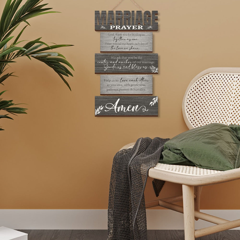 Wall Decor Sign Vintage Prayer Plaque for Living Room Bedroom Seasonal Holiday Home Decoration Gift for Couple Wife Husband