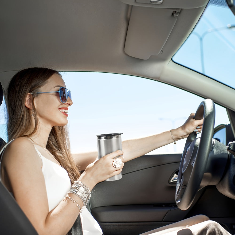 Car Electric Kettle 12V ¨C Stainless Steel Travel Heating Cup with Auto Shut-Off, 450ml & 500ml Portable In-Car Water Heater for Hot Water, Tea & Coffee ¨C Cigarette Lighter Powered Road Trip Essential