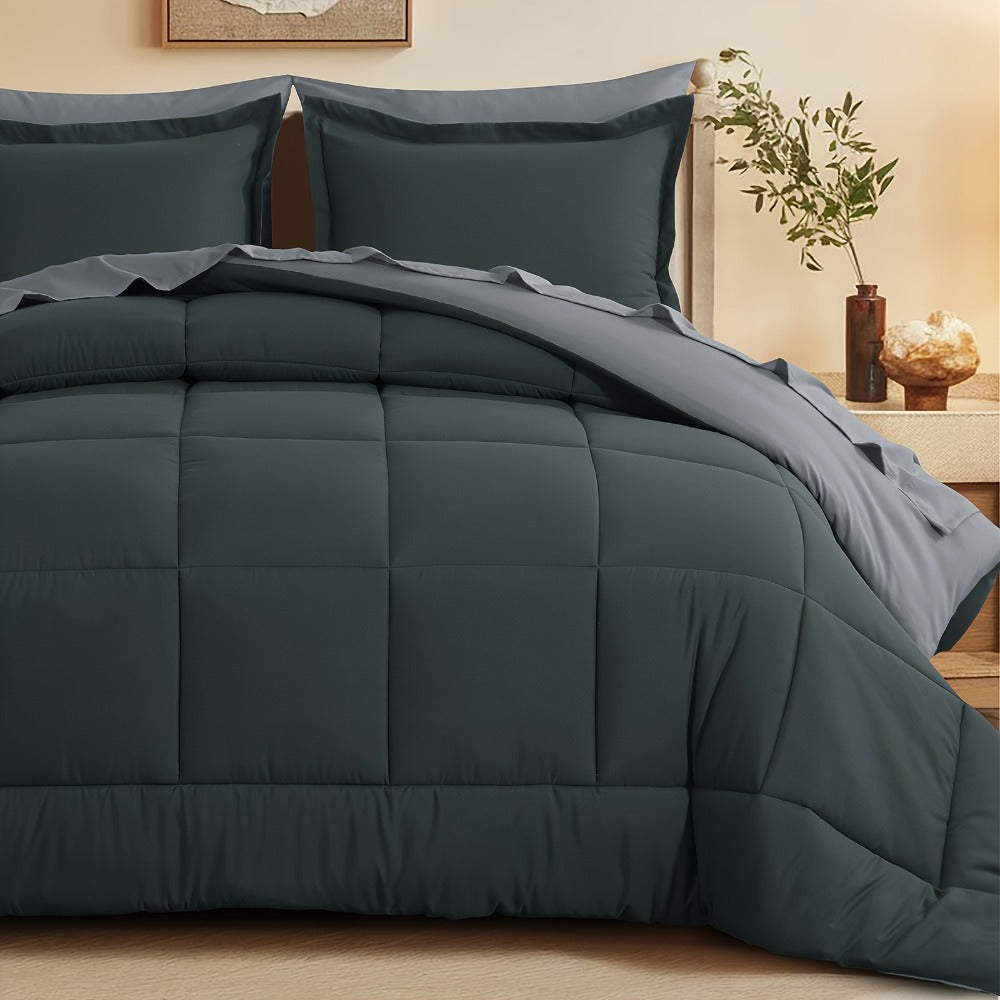 7 Piece Comforter Set Luxury Soft Fluffy Bedding All Season Bed in a Bag with Comforter Fitted Sheet Flat Sheet Pillowcases Hypoallergenic Breathable Easy Care Queen King Twin XL Full
