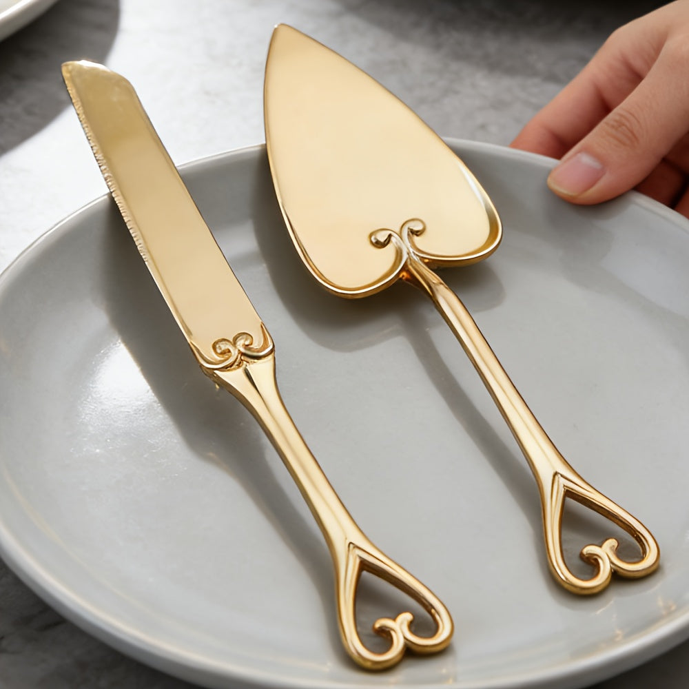 Cake Knife and Spatula Set with Rose Handle ¨C Silver-Plated Dessert Server Gift Box Set for Wedding, Birthday & Party