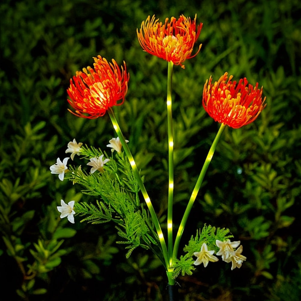Solar Powered Flower Garden Lights 2-Pack ¨C 3-Head Outdoor Lawn Simulation Shore Flower Stake Lights for Courtyard, Garden, Pathway & Landscape Decoration
