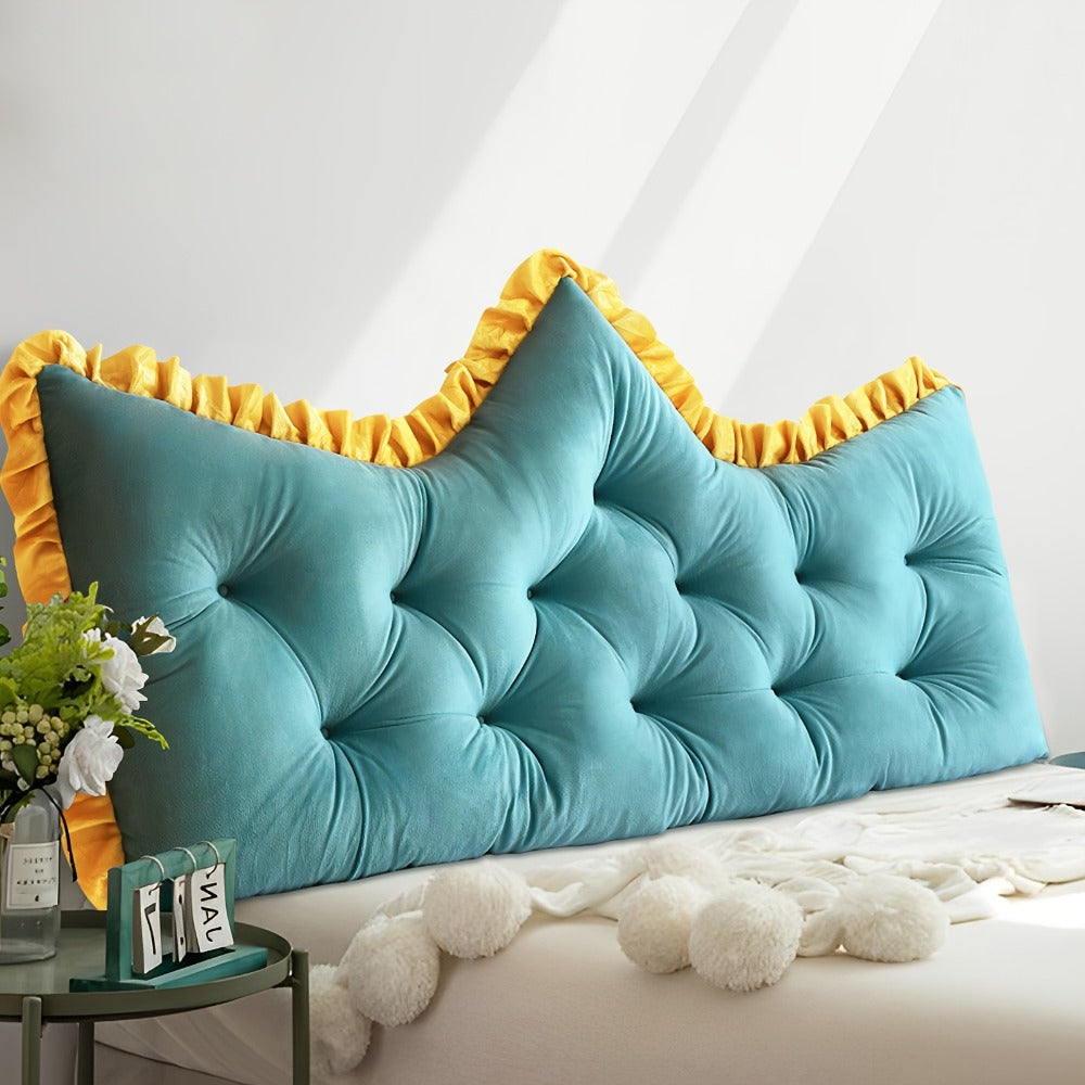 Tufted Backrest Cushion Large Vintage Ruffle Trim Sofa Bed Pillow Filled Lumbar Support Cushion Hand Washable Home Decor Pearl Gray Mica Gray Pearl White Emerald Green