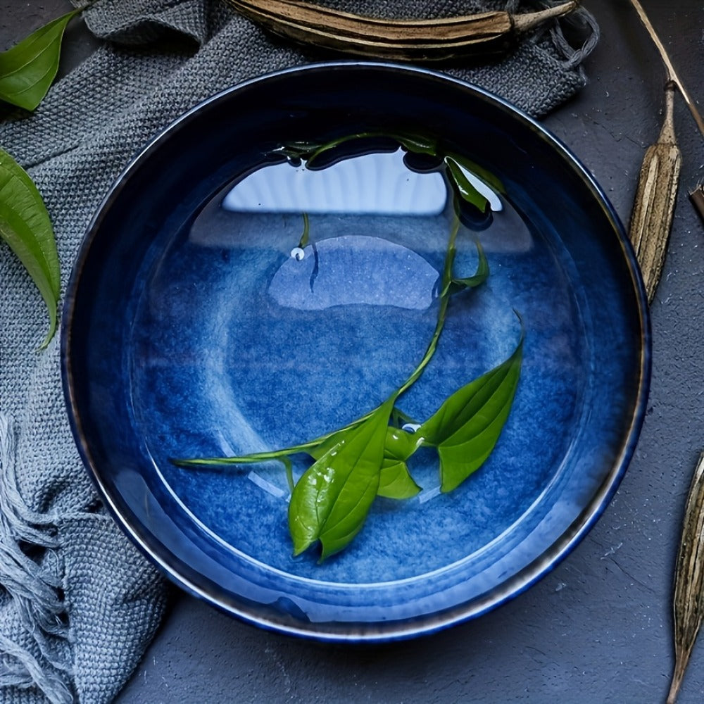 Extra Large Ceramic Bowls Set of 2 ¨C 81oz Deep Blue Salad Bowl, Ramen Noodle Soup Bowl, Stylish Durable Dinnerware for Home Kitchen, Restaurant & Holiday Gift