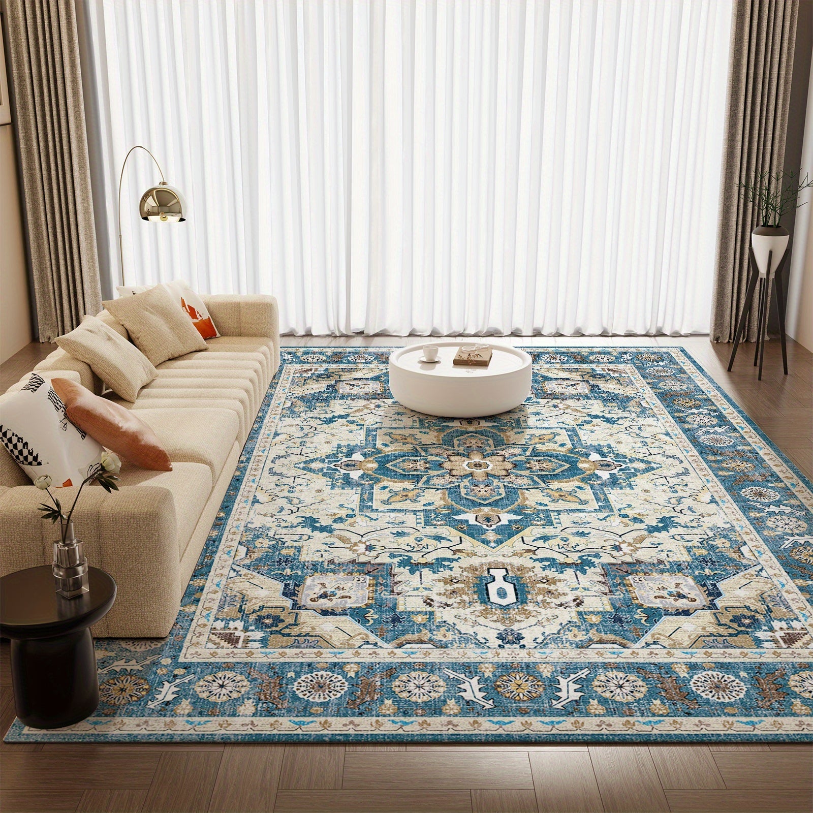 Tie-Dye Area Rug Retro Vintage Style Machine Washable Soft Floor Mat - Durable Indoor Outdoor Rug for Living Room Bedroom Kitchen, Colorful Boho Tie Dye Pattern Cozy Home Decor 5x7 8x10 9x12ft
