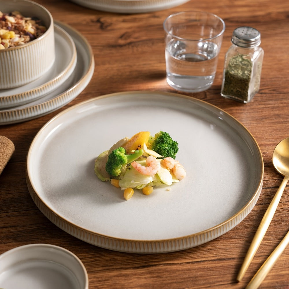 Dinnerware Set for 4 12 Piece Stoneware Plates and Bowls Set Microwave Dishwasher Safe Lead Free Double Reactive Glaze Dinner Plates Salad Plates Cereal Bowls for Everyday Use Holiday Gifts