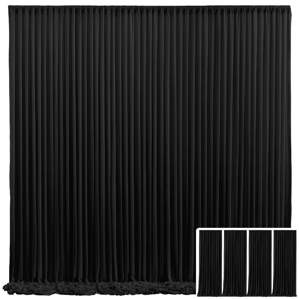 Blackout Backdrop Curtain 4 Pack 5x10 Ft - Heavyweight Nonwoven, Wrinkle-Resistant, Smooth Hanging for Wedding Birthday Baby Shower Party Photography Background Decoration