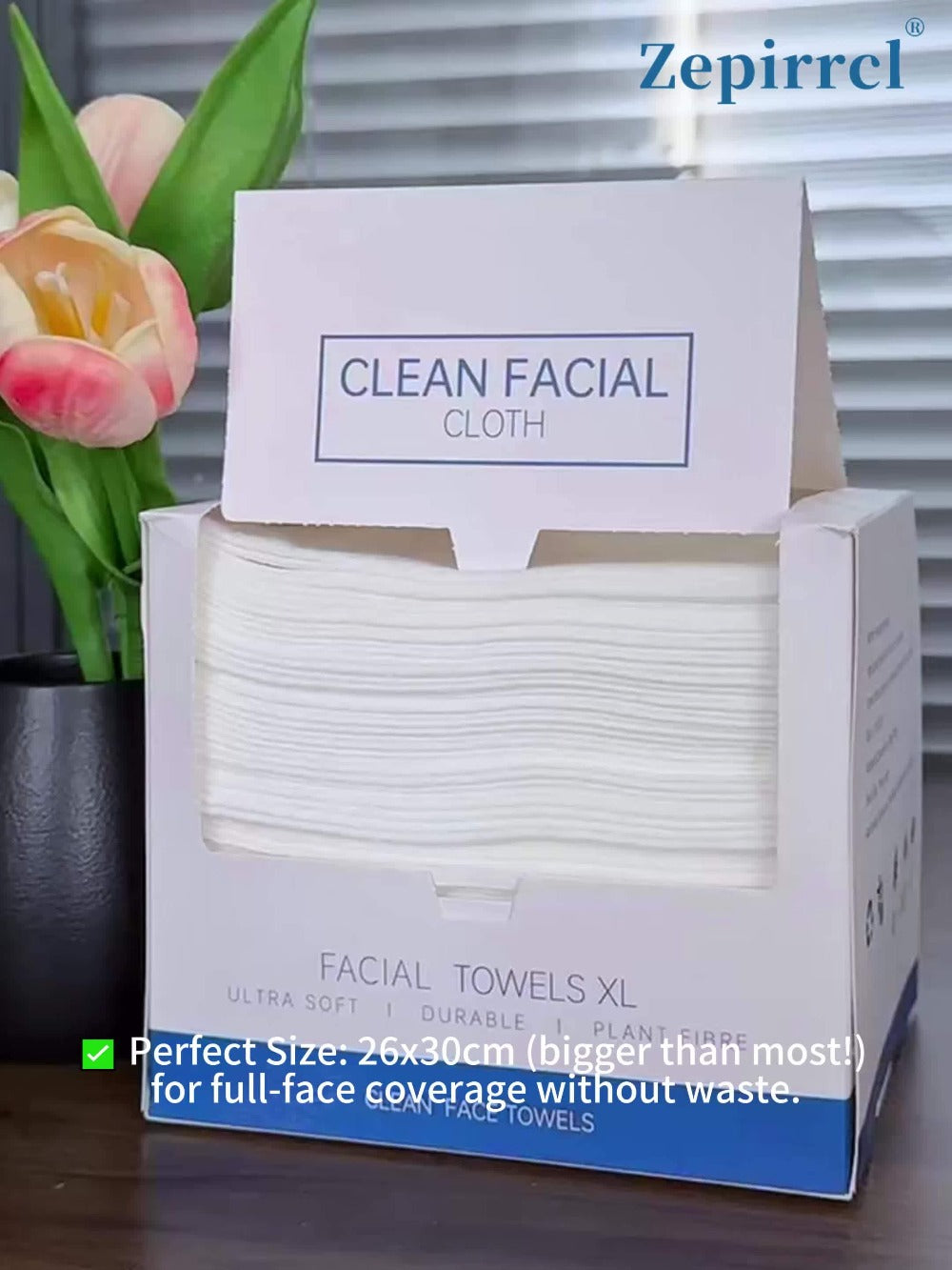 Disposable Facial Towels Extra Large Thick Dry Wet Cleansing Cotton Towel 40 Sheets Per Box 10.24x11.81 Inch Soft Skin-Friendly Face Wash Towel for Daily Skincare Makeup Removal