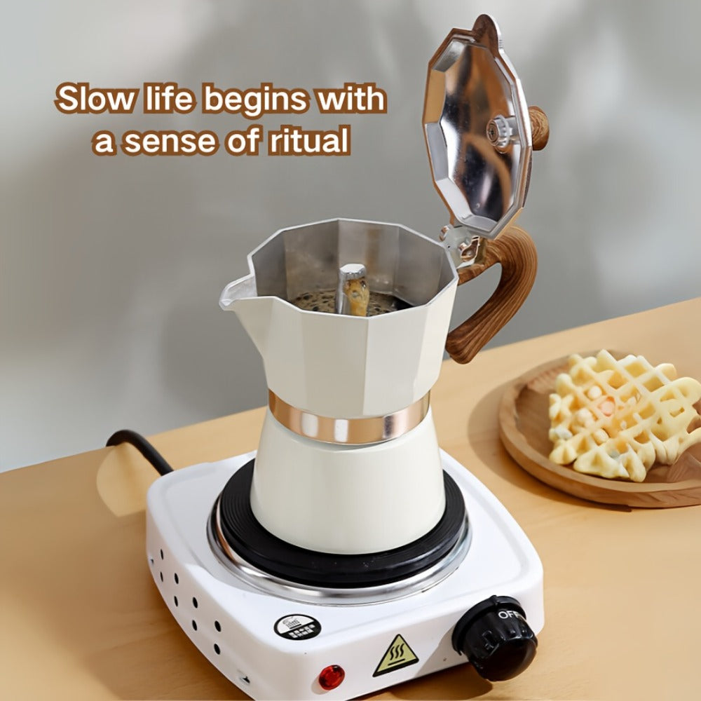 Moka Pot Stovetop Espresso Maker 150ml Classic Aluminum Italian Coffee Pot for Home Brewing Camping Cuban Cafe Style Easy to Use and Clean Multiple Colors Available