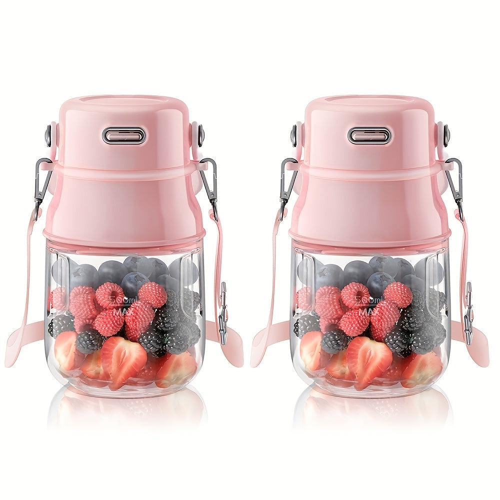 Personal Blender USB-C Rechargeable 27oz - 10-Blade Portable Smoothie Blender with Shoulder Strap, 70W Dual Battery, Safety Lock, Dishwasher Safe, for Shakes, Protein Drinks, Gym & Travel, Pink or Gray