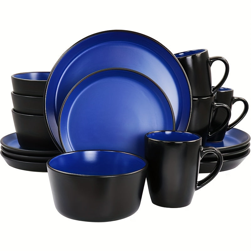 Ceramic Dinnerware Set for 4 ¨C Porcelain Plates Bowls Cups Matte Finish Dishwasher Microwave Oven Safe Stoneware Tableware Scratch Resistant for Restaurant Kitchen Wedding Anniversary Gift