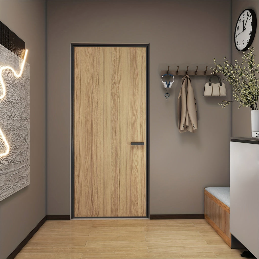 Wood Grain Door Sticker Self-Adhesive Removable Peel & Stick Door Wrap Film Waterproof Vinyl Decal for Interior Door Renovation Home Decor Room Makeover Easy Install